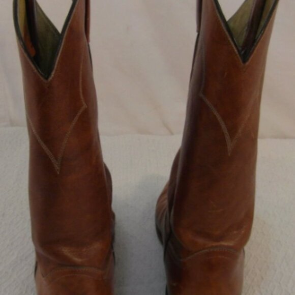 MENS TONY LAMA EL PASO AUTHENTIC LIGHT BROWN LEATHER sz10D COWBOY BOOTS NM 33024 - Picture 5 of 12